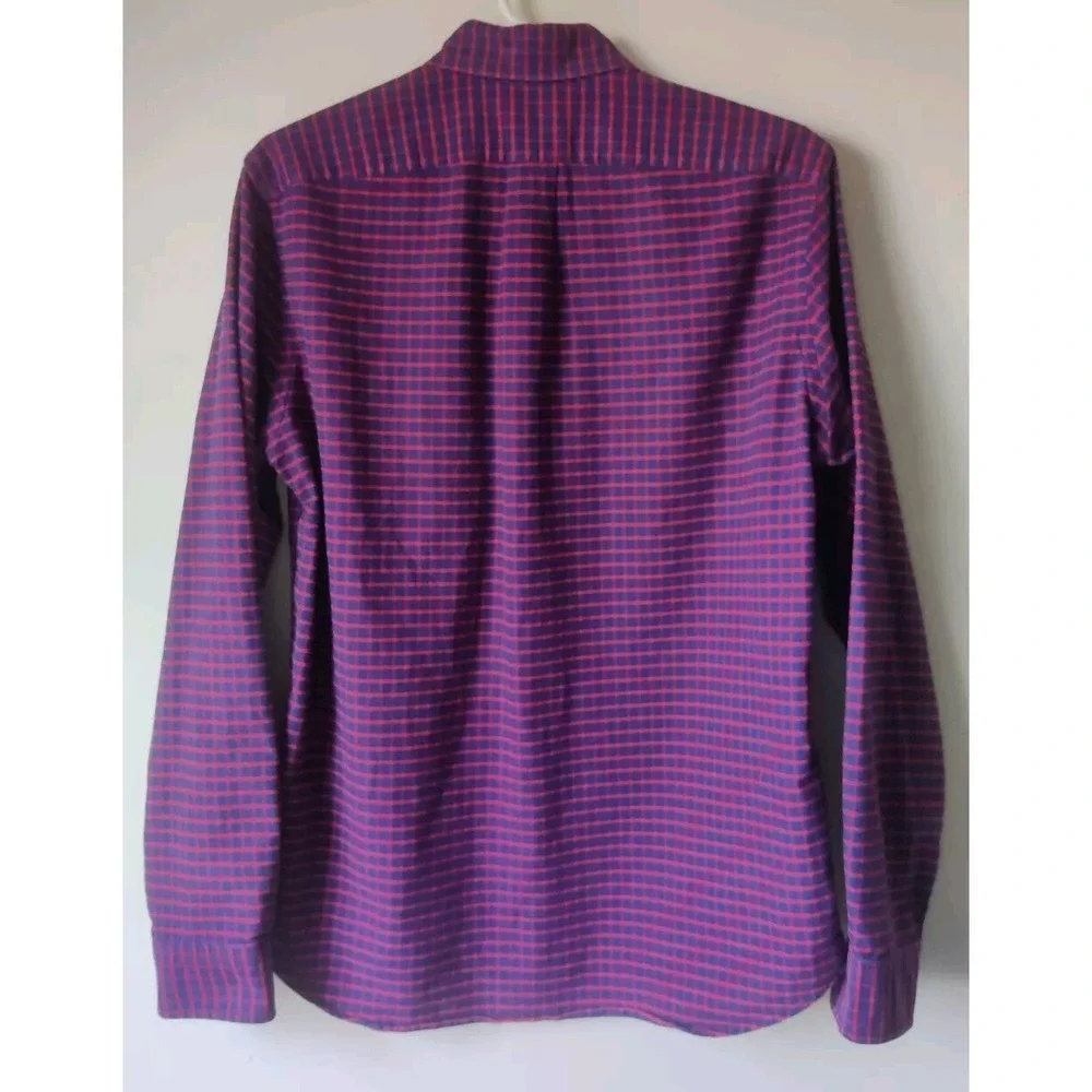 J CREW Oxford Slim Long Sleeve Button Down Blue /Red Size Medium 100%‎ Cotton